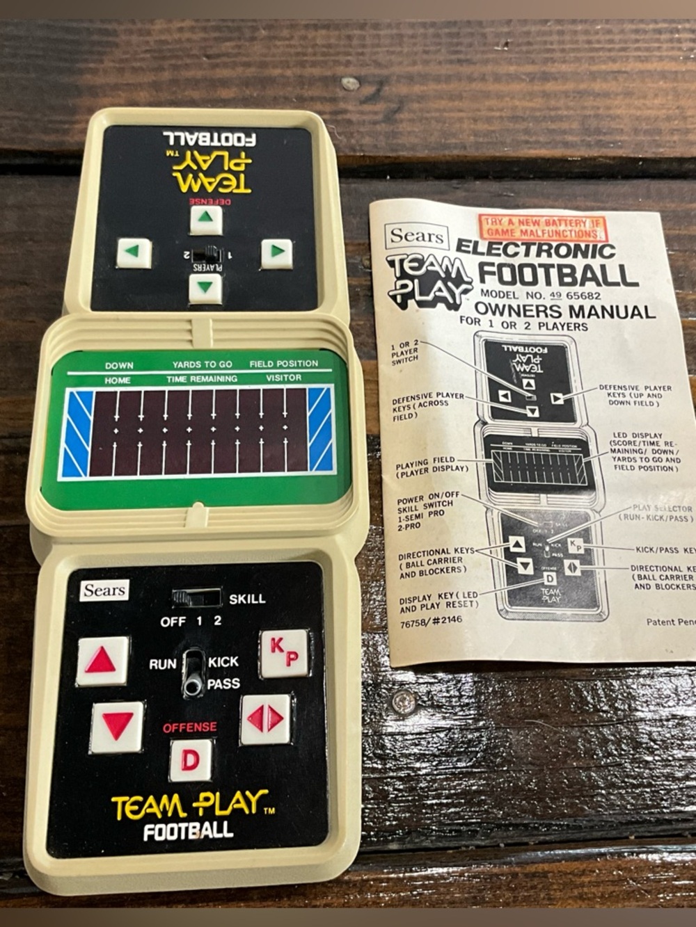 Vintage Sears Coleco Team Play Football Handheld Game UNTESTED